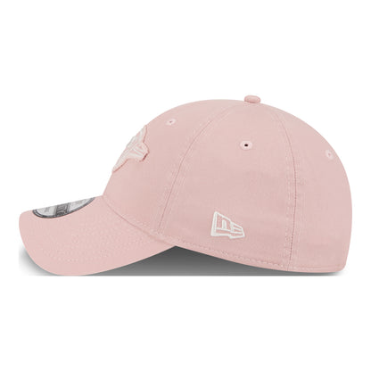 LADIES OKC THUNDER NEW ERA 920 FRAYED ADJUSTABLE HAT in Pink - Left Side View