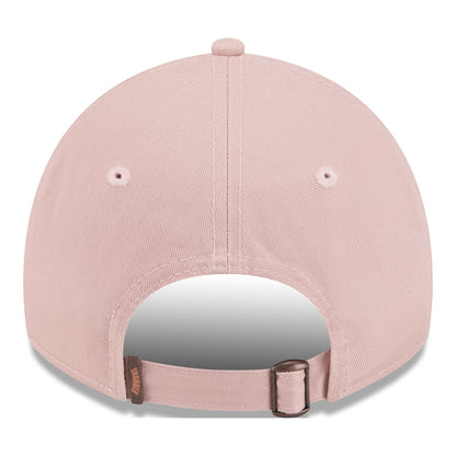 LADIES OKC THUNDER NEW ERA 920 FRAYED ADJUSTABLE HAT in Pink - Back View