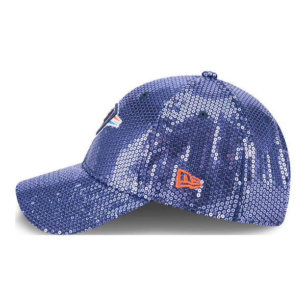 LADIES OKC THUNDER NEW ERA 940 SEQUIN ADJUSTABLE HAT in Blue - Left Side View