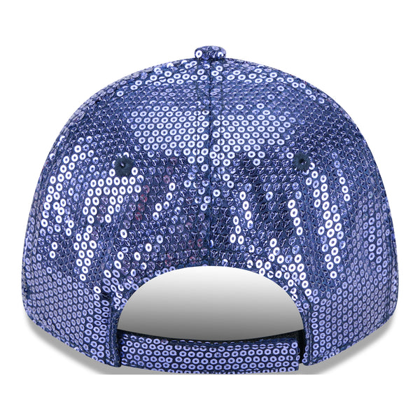 LADIES OKC THUNDER NEW ERA 940 SEQUIN ADJUSTABLE HAT in Blue - Back View