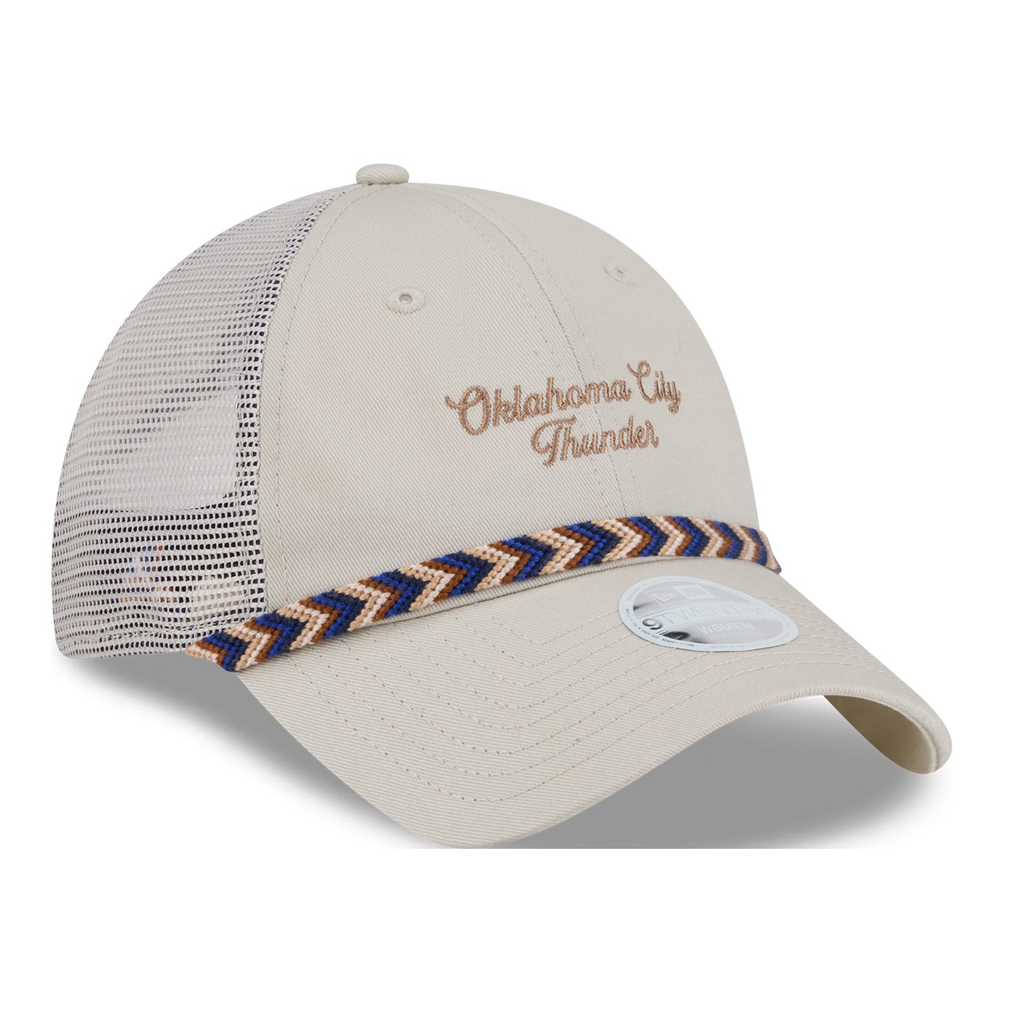 LADIES OKC THUNDER NEW ERA 920 FISHTAIL MESHBACK HAT - Front Right View
