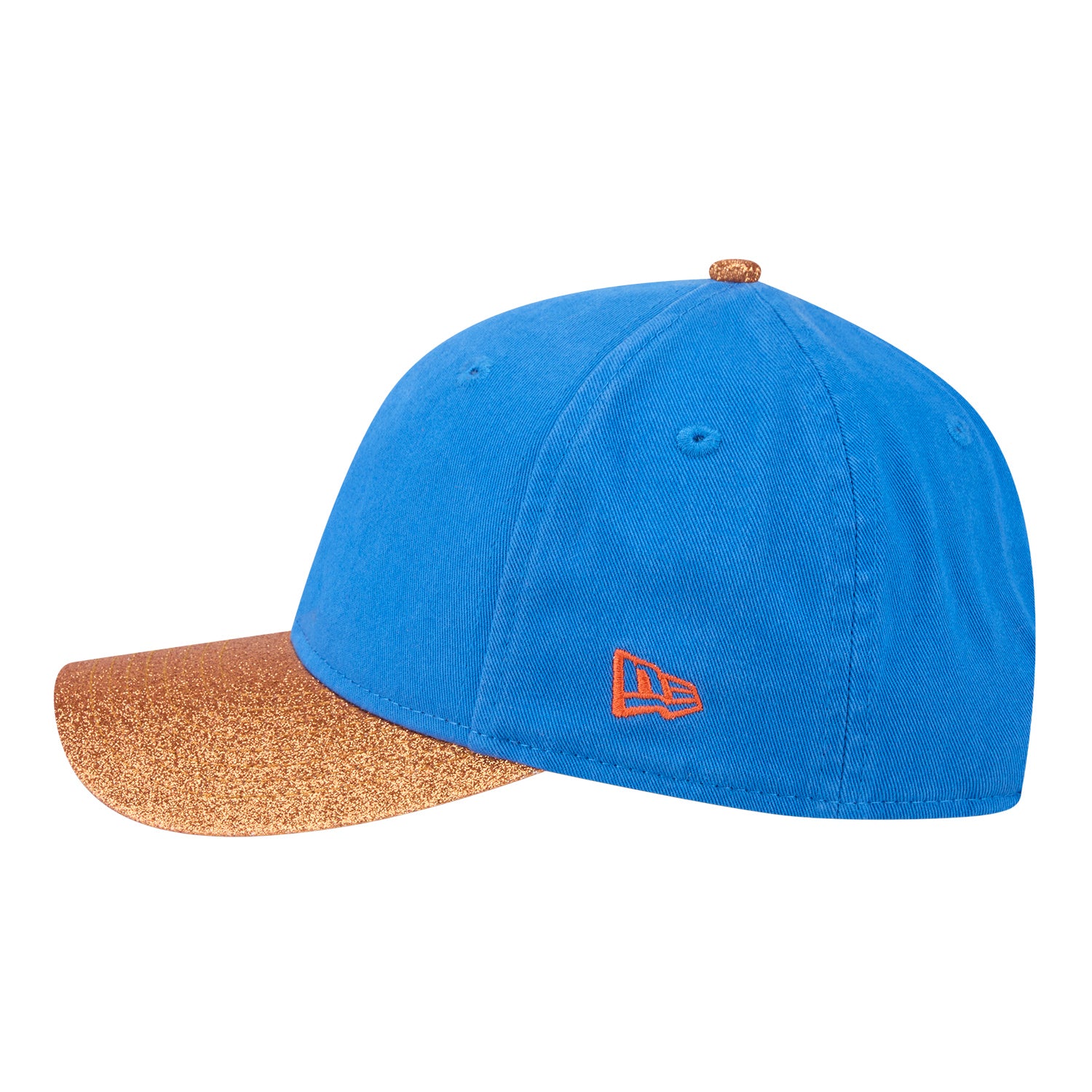 Ladies OKC Thunder New Era 9Forty M-Crown Offset Glitter Snap Hat in Blue - Left Side View