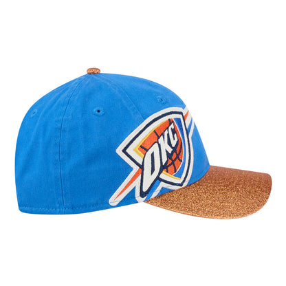 Ladies OKC Thunder New Era 9Forty M-Crown Offset Glitter Snap Hat in Blue - Right Side View