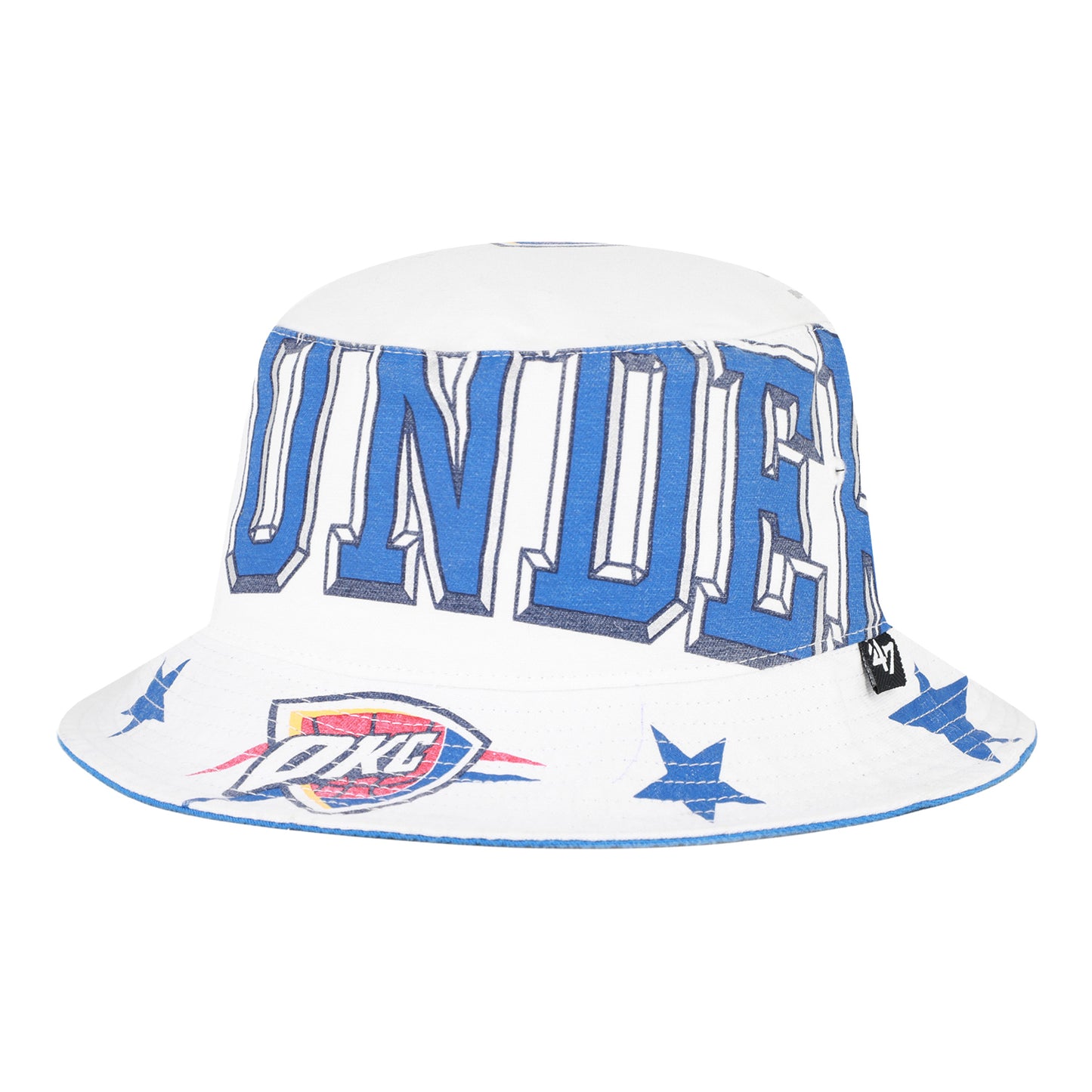 Ladies OKC Thunder 47 Brand Energize Bucket Hat in White - Side View