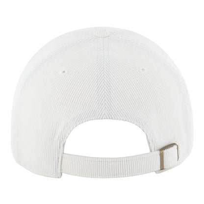 Ladies OKC Thunder 47 Brand Micro Wordmark Corduroy Clean Up Hat in White - Back View