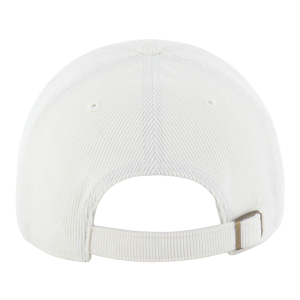 Ladies OKC Thunder 47 Brand Micro Wordmark Corduroy Clean Up Hat in White - Back View