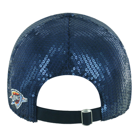 Ladies OKC Thunder 47 Brand Primary Sequin Clean Up Hat in Blue - Back View