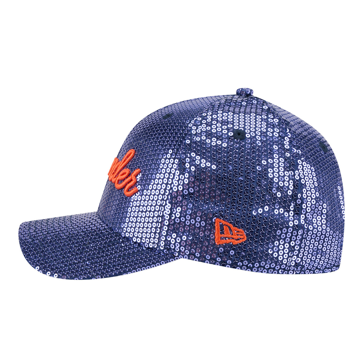 Women's OKC Thunder New Era 9Forty M-Crown Sequin Script Hat in blue - left side view