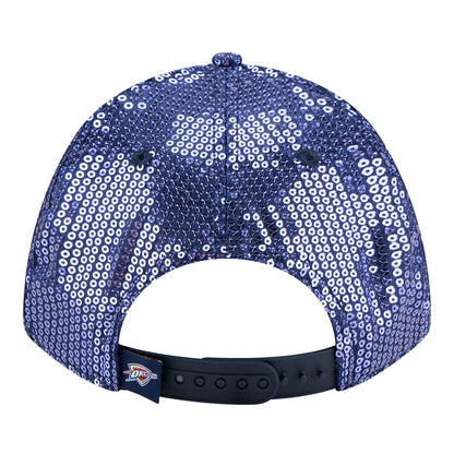 Women's OKC Thunder New Era 9Forty M-Crown Sequin Script Hat in blue - back view