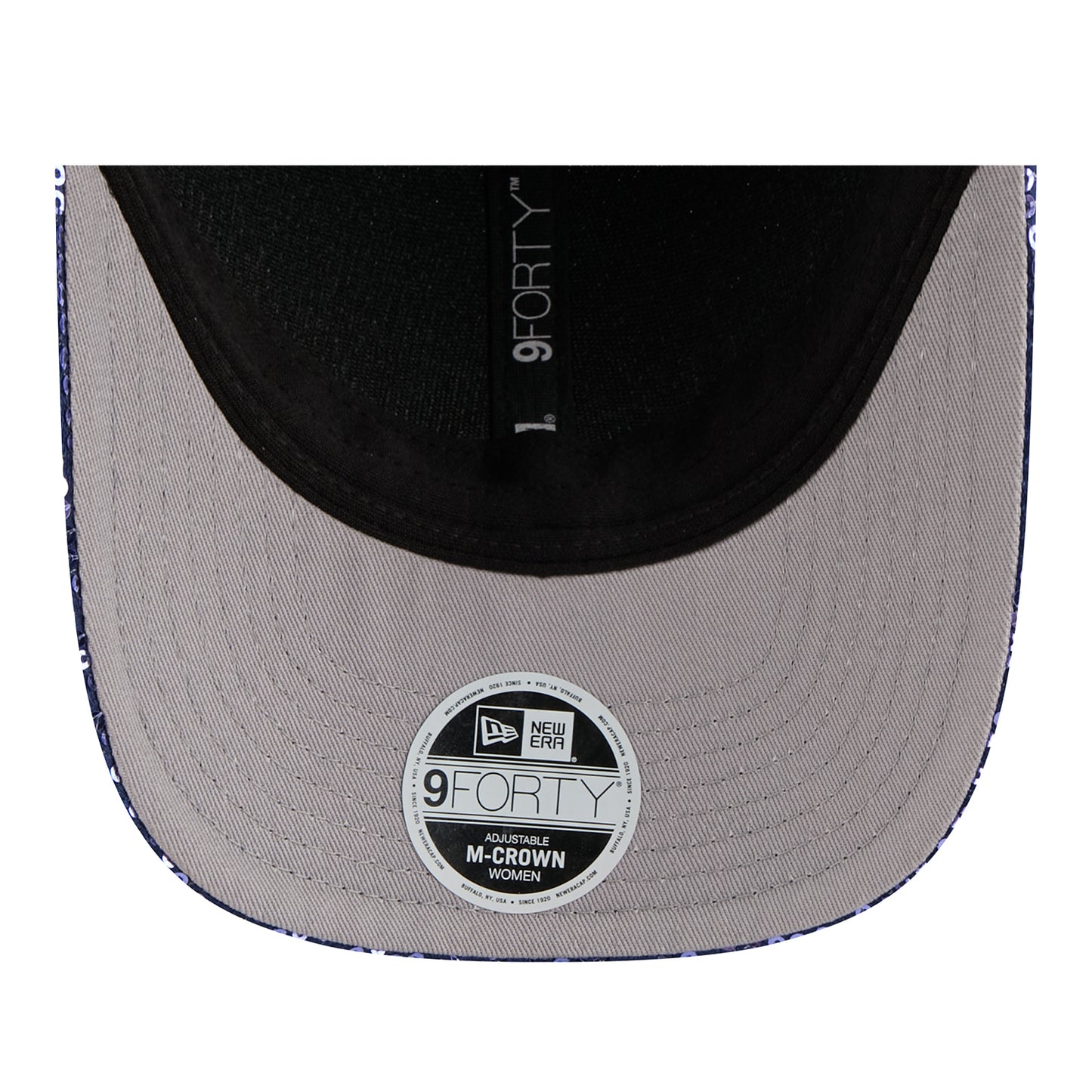 Women's OKC Thunder New Era 9Forty M-Crown Sequin Script Hat in blue - underbrim view 
