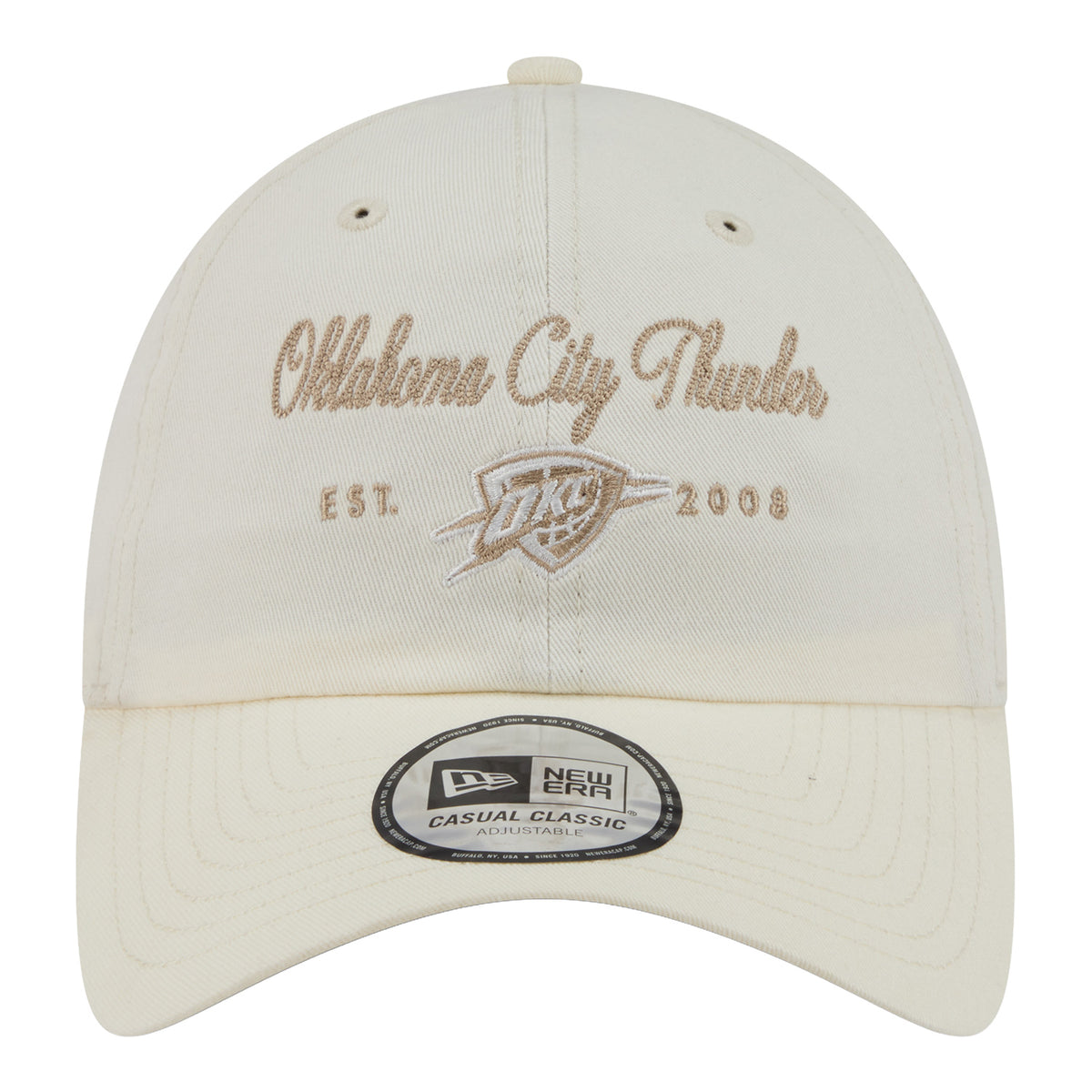 Women's OKC Thunder New Era Casual Classic Script Hat in White - Front view