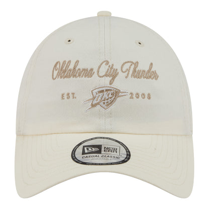 Women's OKC Thunder New Era Casual Classic Script Hat in White - Front view