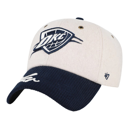 Women's OKC Thunder 47 Brand Rope Cream Two Tone Clean Up Hat in White - Front Left View