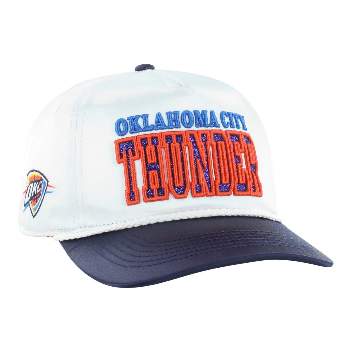 Women's OKC Thunder 47 Brand Trendy Block Hitch Hat in White - Front Right View