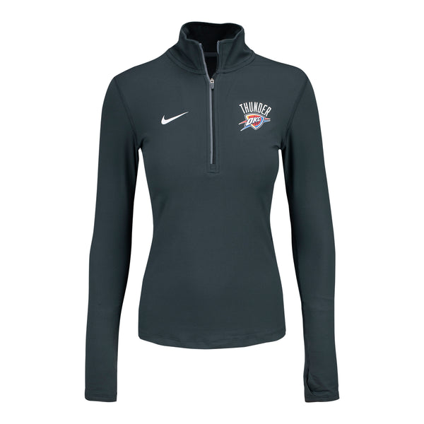 OKC THUNDER LADIES SOLID ELEMENT 1/2 ZIP IN BLACK - FRONT VIEW