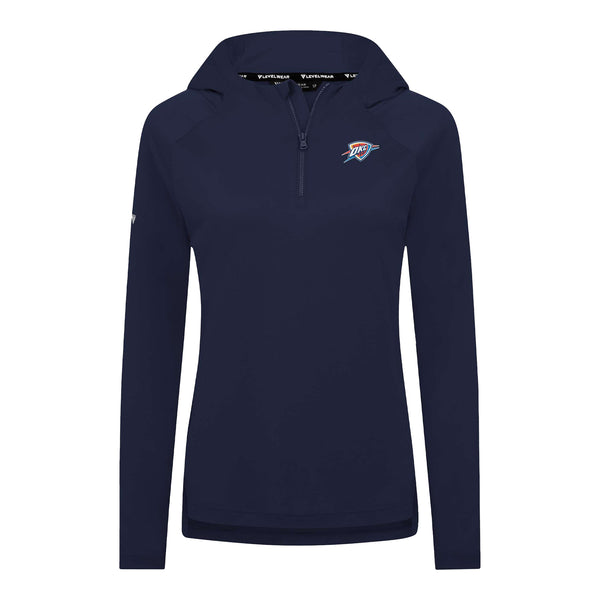 LADIES OKLAHOMA CITY THUNDER LEVELWEAR RAVEN 1/4 ZIP HOODED JACKET - Front View