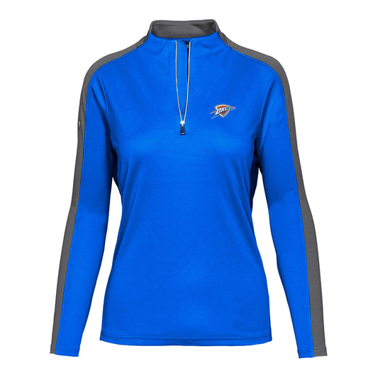 Ladies Oklahoma City Thunder Levelwear Remi 1/4 Zip Jacket in Blue - Front View
