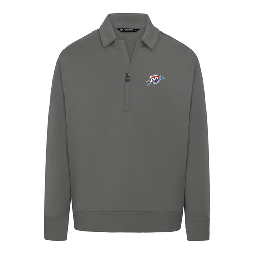 Ladies OKC Thunder Levelwear Luxe Quarter Zip Jacket in Grey - Front View