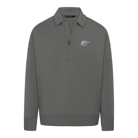Ladies OKC Thunder Levelwear Luxe Quarter Zip Jacket in Grey - Front View