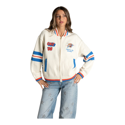 Women's OKC Thunder Wild Collective Boxy Jacquard Sweater - Model Front View