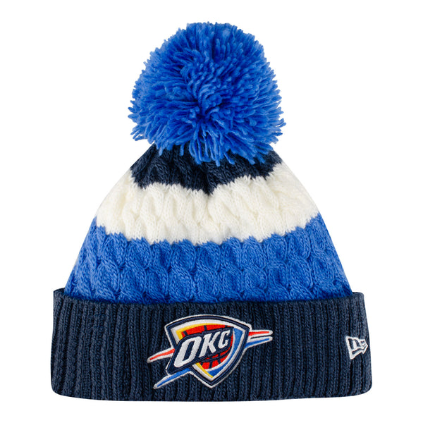 THUNDER WOMEN'S LAYERED UP KNIT HAT IN BLUE & WHITE 