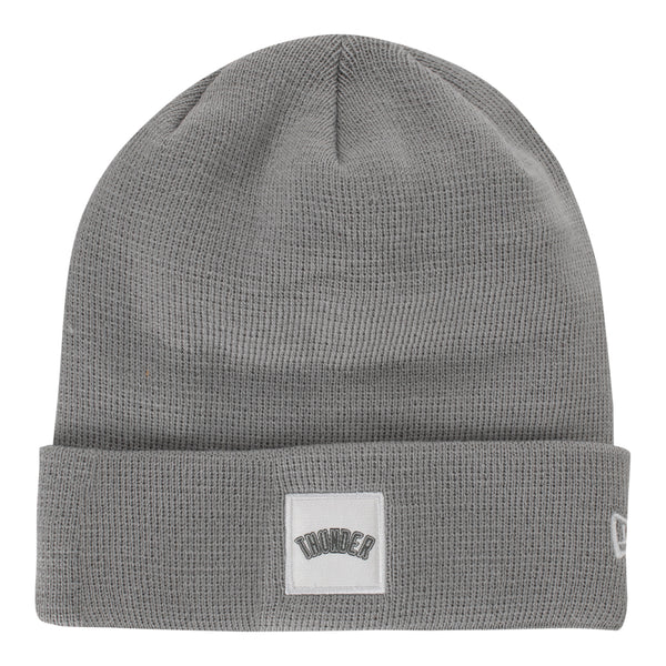 WOMEN'S THUNDER BEANIE SQUARED KNIT HAT in grey, front view