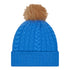 LADIES OKC THUNDER NEW ERA LUXE FAUX FUR POM KNIT IN BLUE - BACK VIEW