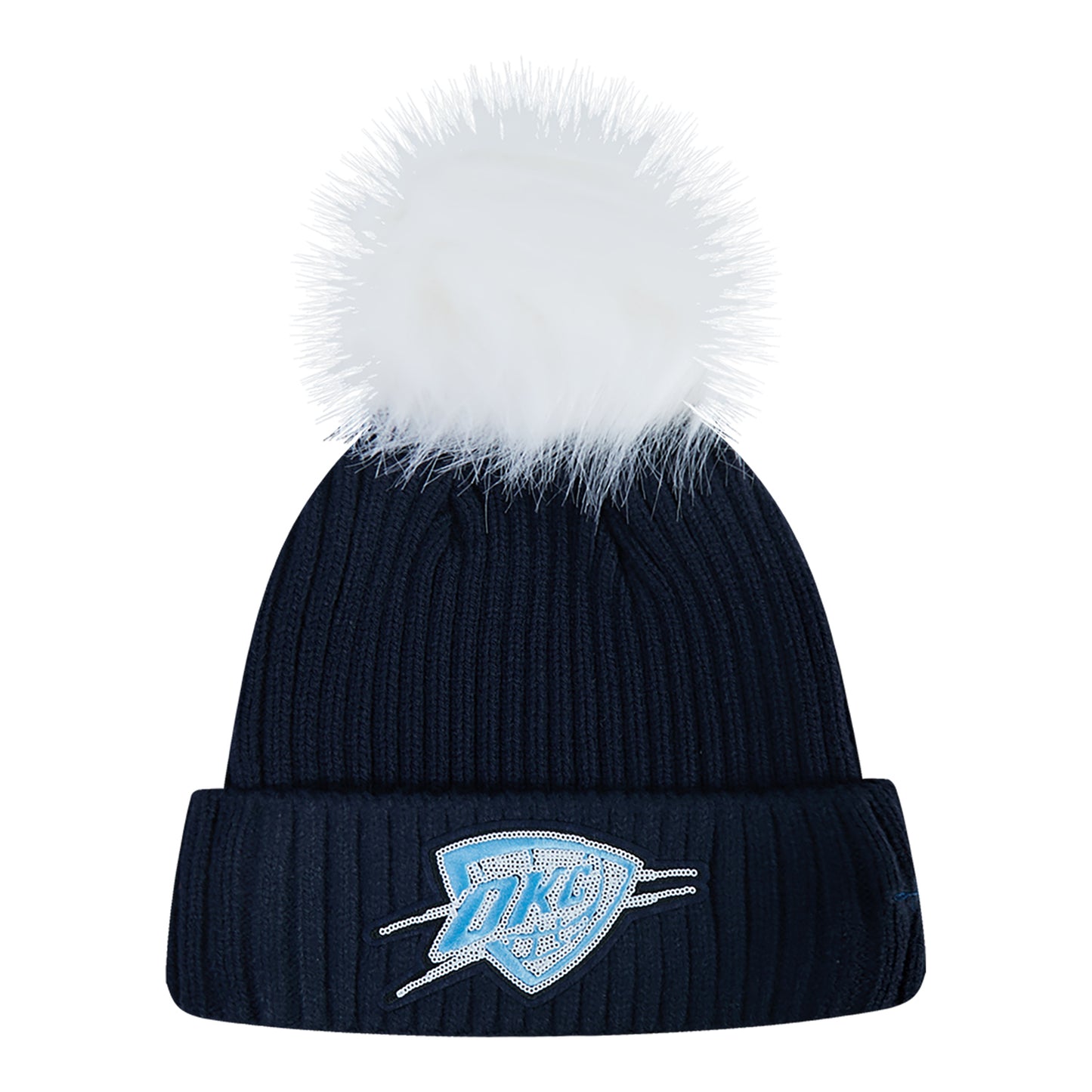 LADIES OKC THUNDER PRO STANDARD CITY LIGHTS SEQUIN KNIT in Navy - Front View