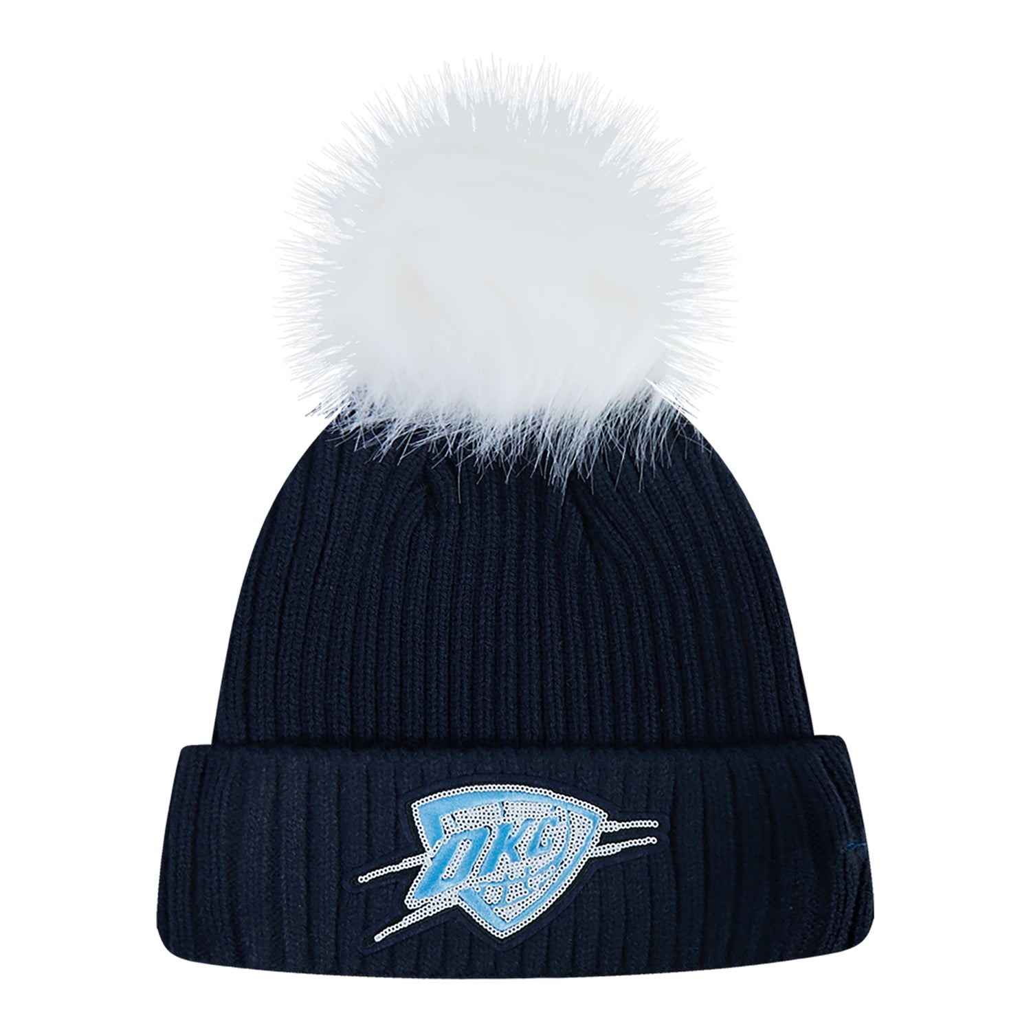 LADIES OKC THUNDER PRO STANDARD CITY LIGHTS SEQUIN KNIT in Navy - Front View