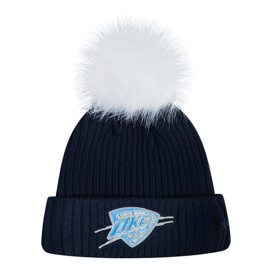 LADIES OKC THUNDER PRO STANDARD CITY LIGHTS SEQUIN KNIT in Navy - Front View