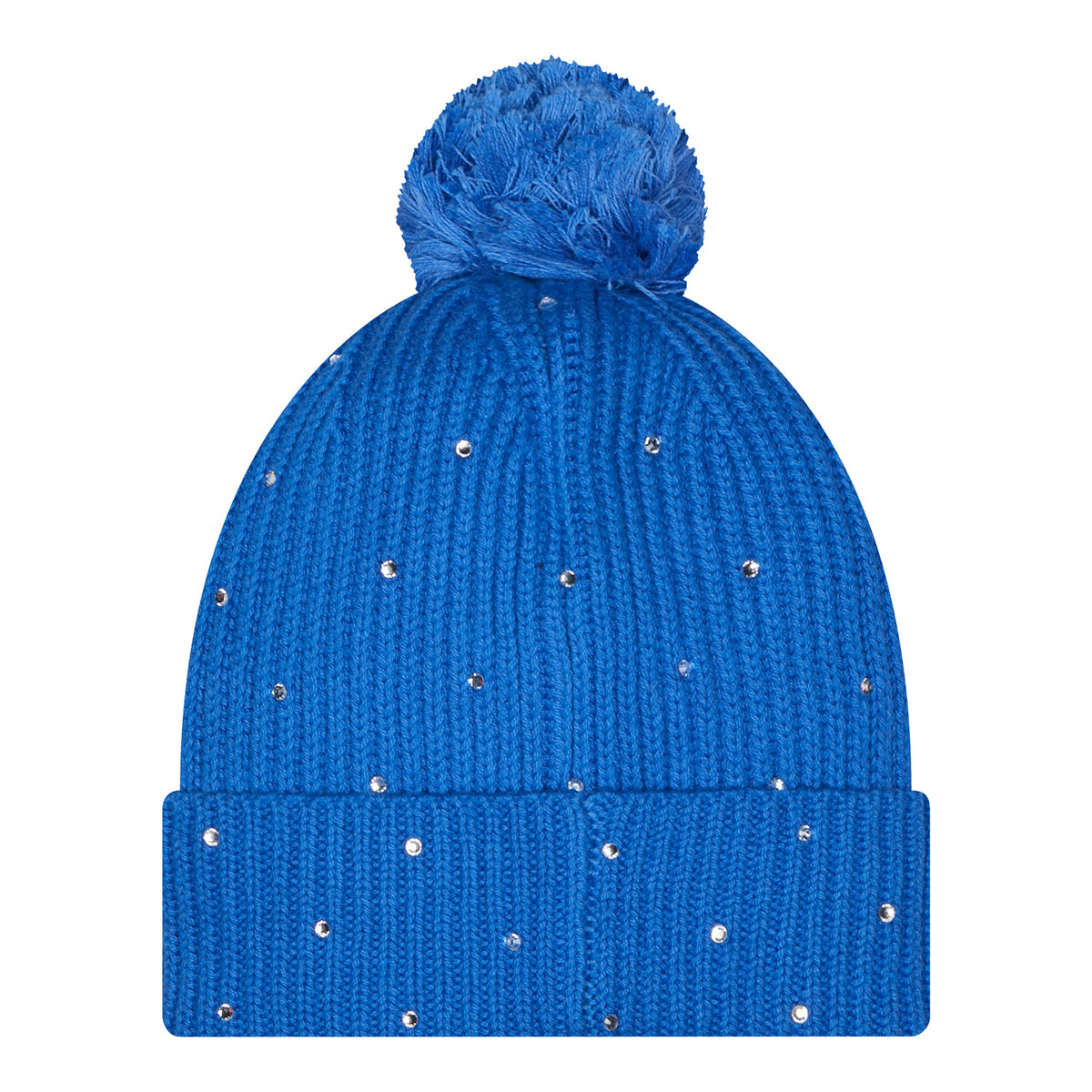 Women's OKC Thunder Rhinestone Pom Knit Hat in Blue - Back View