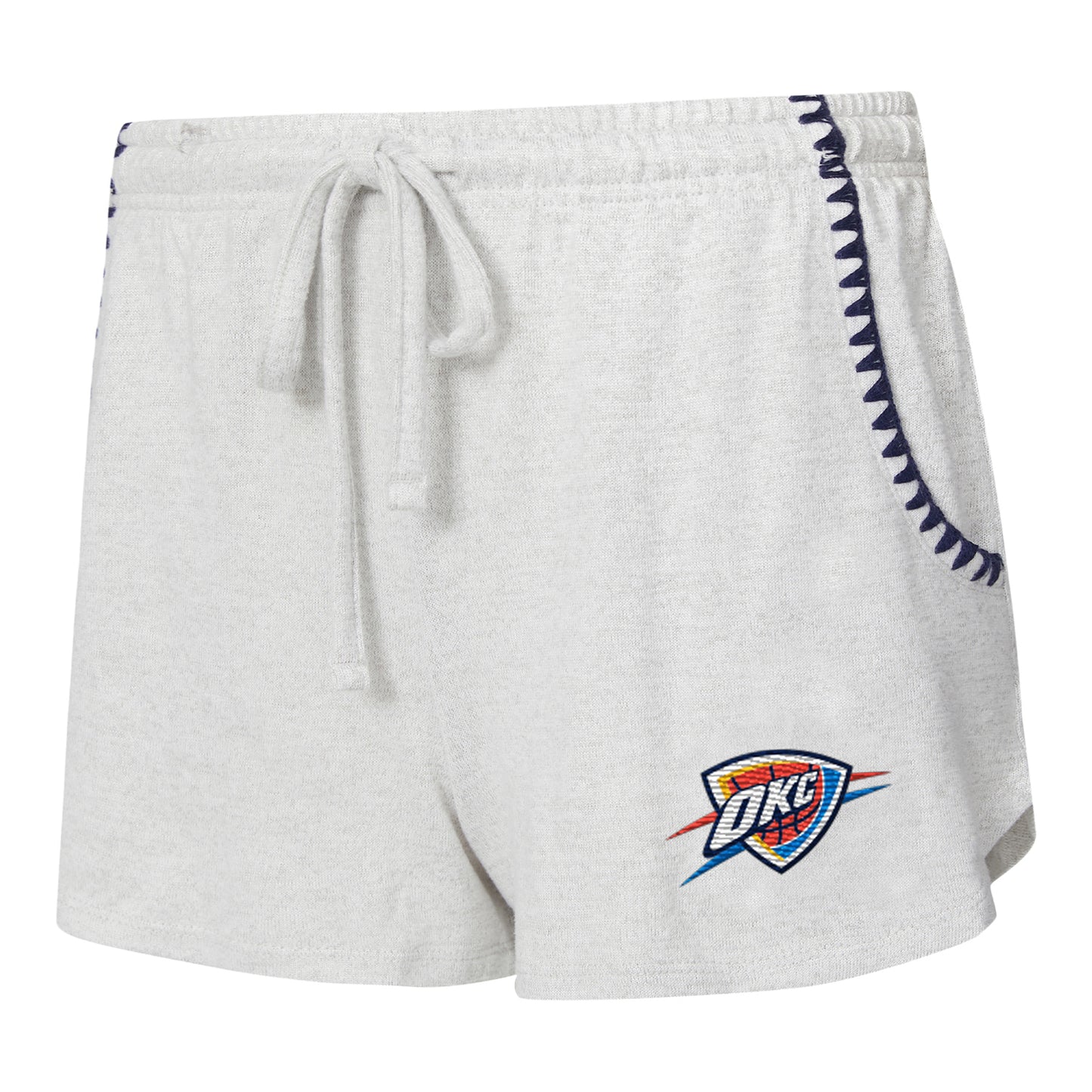 Ladies OKC Thunder Concepts Sport Neptune Shield Shorts in Grey - Front Left View