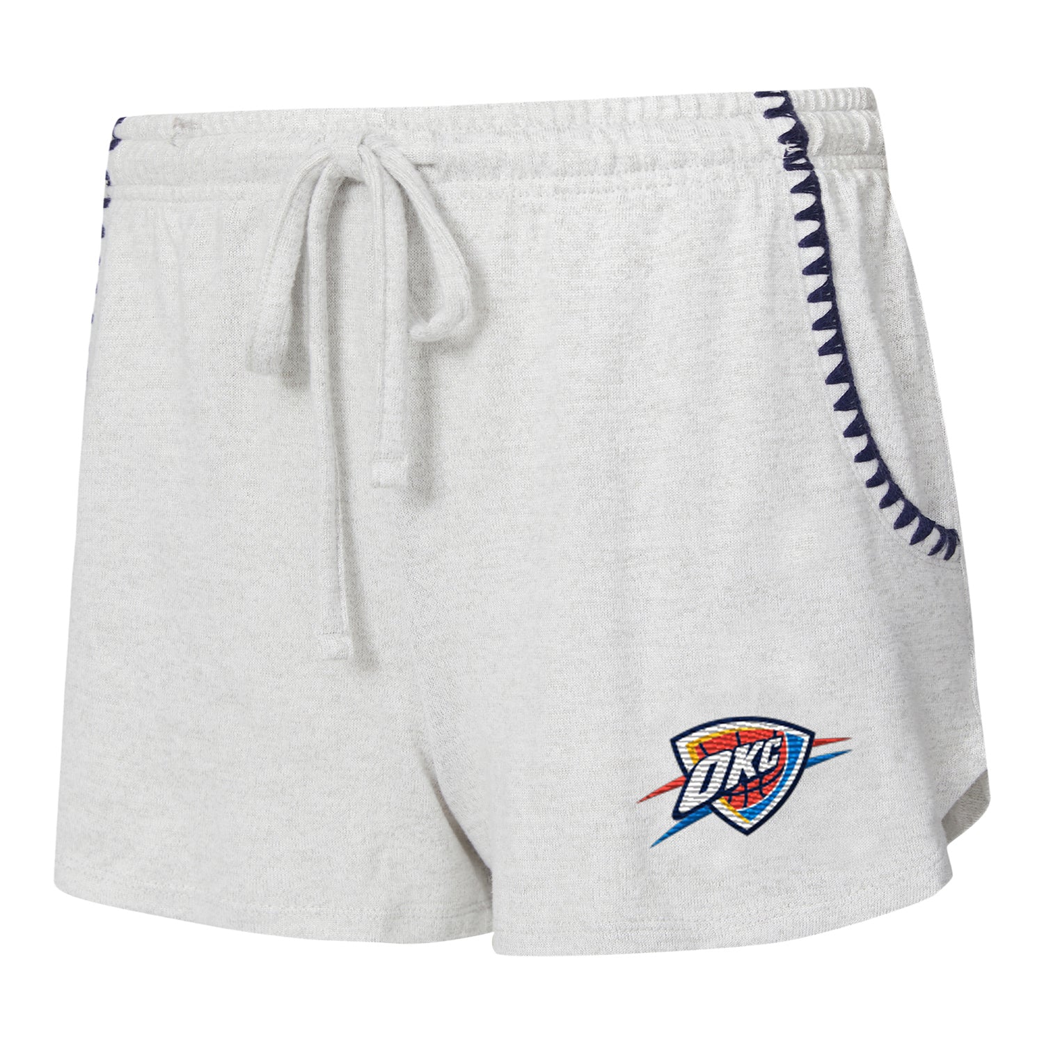 Ladies OKC Thunder Concepts Sport Neptune Shield Shorts in Grey - Front Left View