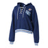 LADIES OKLAHOMA CITY THUNDER WEAR BY ERIN ANDREWS LACE-UP HOODED SWEATSHIRT IN NAVY - FRONT VIEW