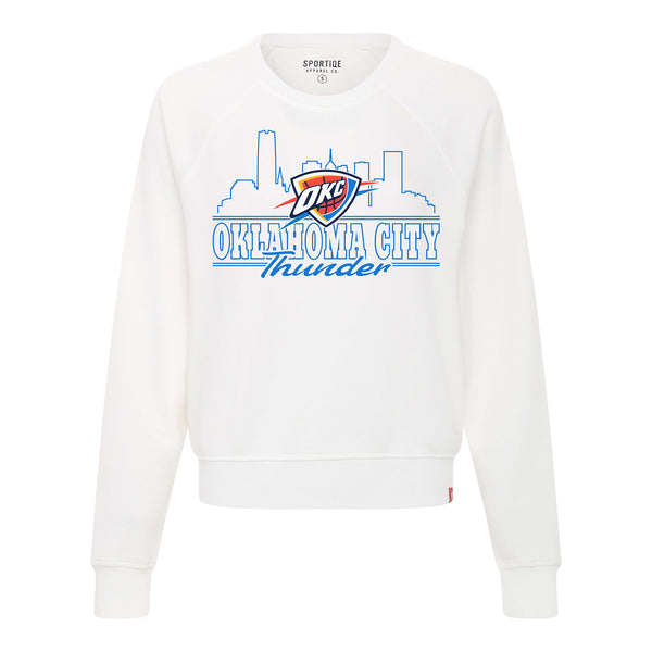 LADIES OKLAHOMA CITY THUNDER SPORTIQE ASHLYN CITYSCAPE CREW FLEECE - Front View