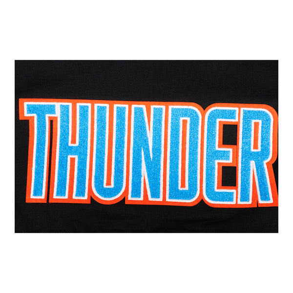 Ladies Oklahoma City Thunder Pro Standard Classic Hooded Crop Sweatshirt - Embroidery Detail