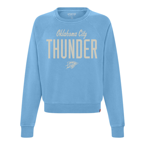 Ladies Oklahoma City Thunder Sportiqe Ashlyn Hollow Crewneck Sweatshirt - Front View