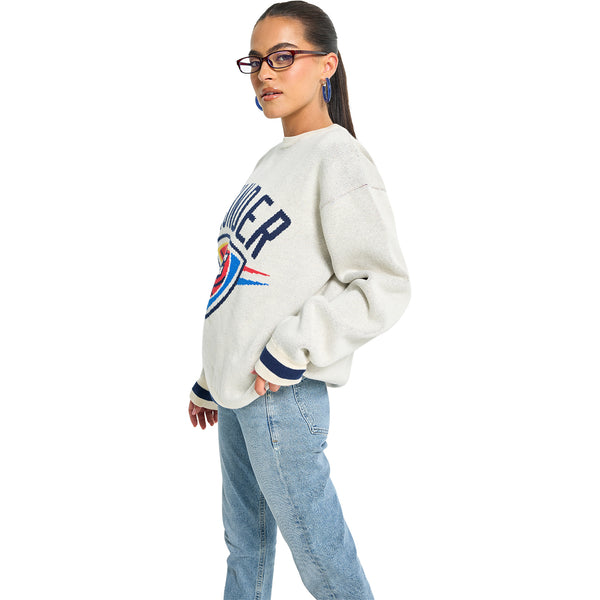 Ladies Oklahoma City Thunder Terez Logo Knit Sweater in White - Side View