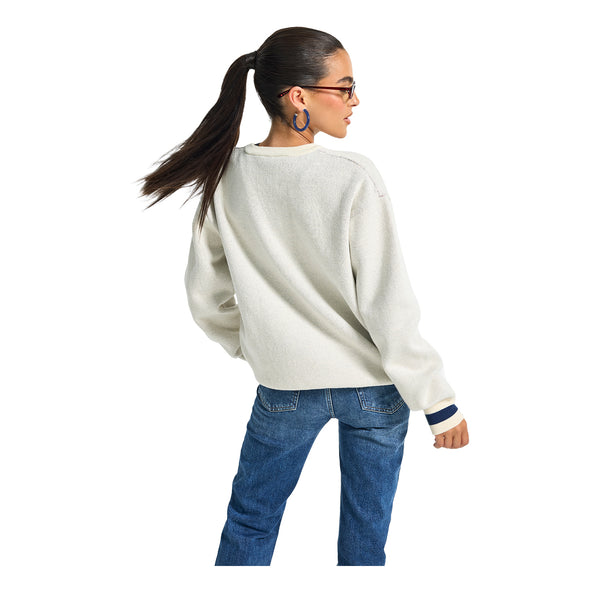 Ladies Oklahoma City Thunder Terez Logo Knit Sweater in White - Back View