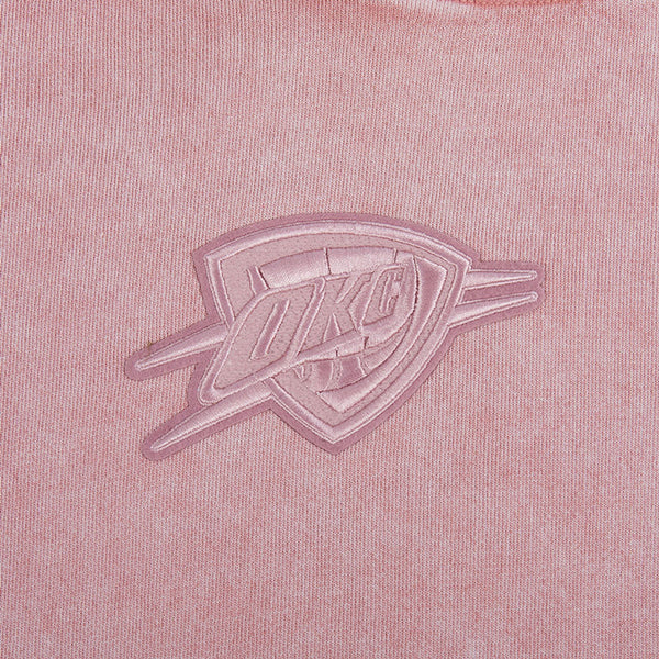 Ladies Oklahoma City Thunder Enzyme Washed Sweatshirt in Pink - Chest View