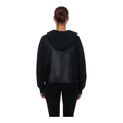 Ladies OKC Thunder New Era Boxy Mineral Wash Sweatshirt in Black - Back View