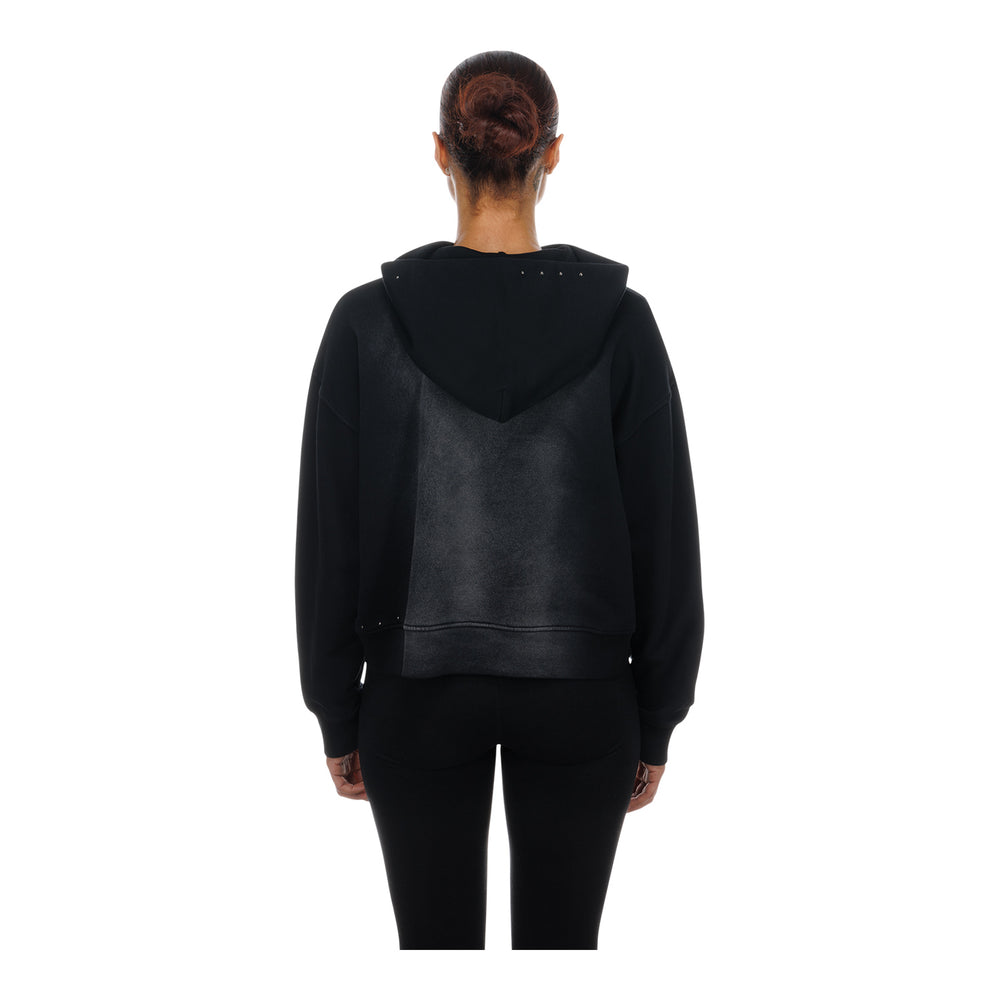 Ladies OKC Thunder New Era Boxy Mineral Wash Sweatshirt in Black - Back View