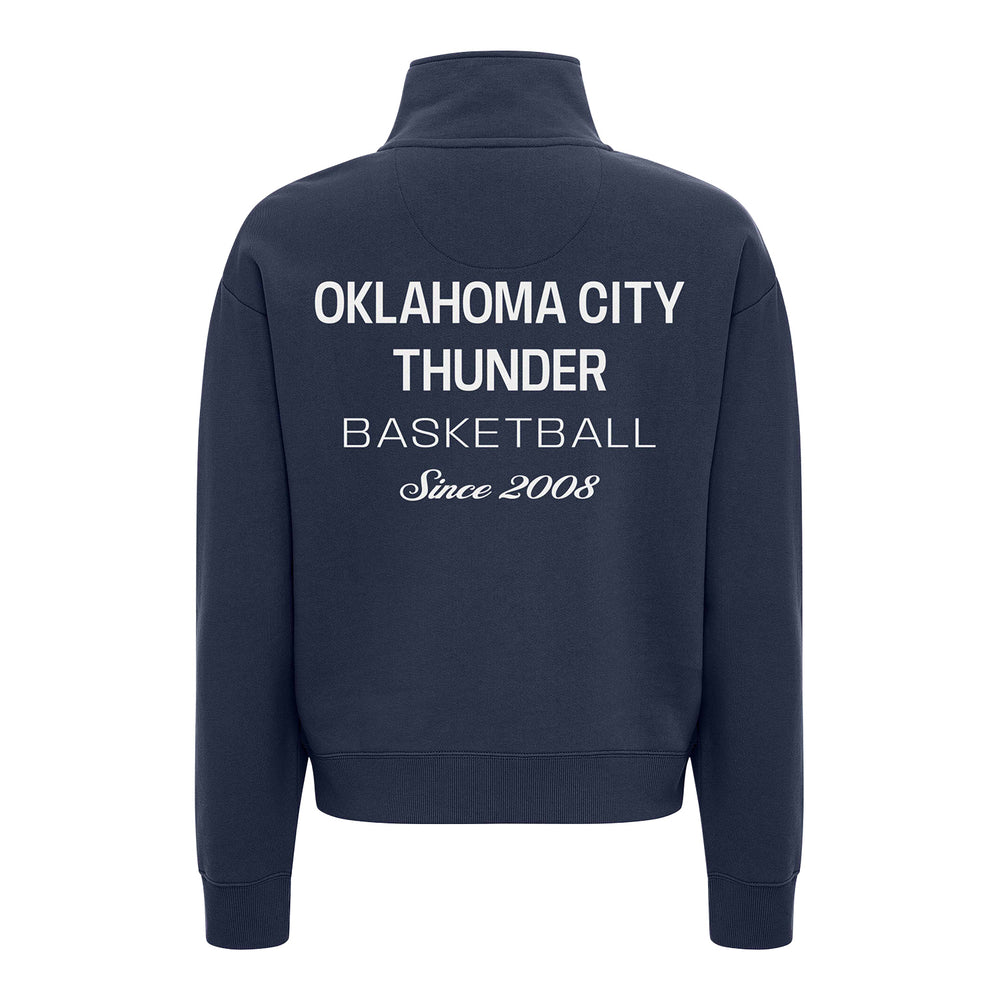 Ladies Oklahoma City Thunder Sportiqe Marant Rowan Quarter Zip Sweatshirt in Blue - Back View