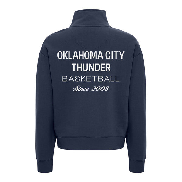 Ladies Oklahoma City Thunder Sportiqe Marant Rowan Quarter Zip Sweatshirt in Blue - Back View