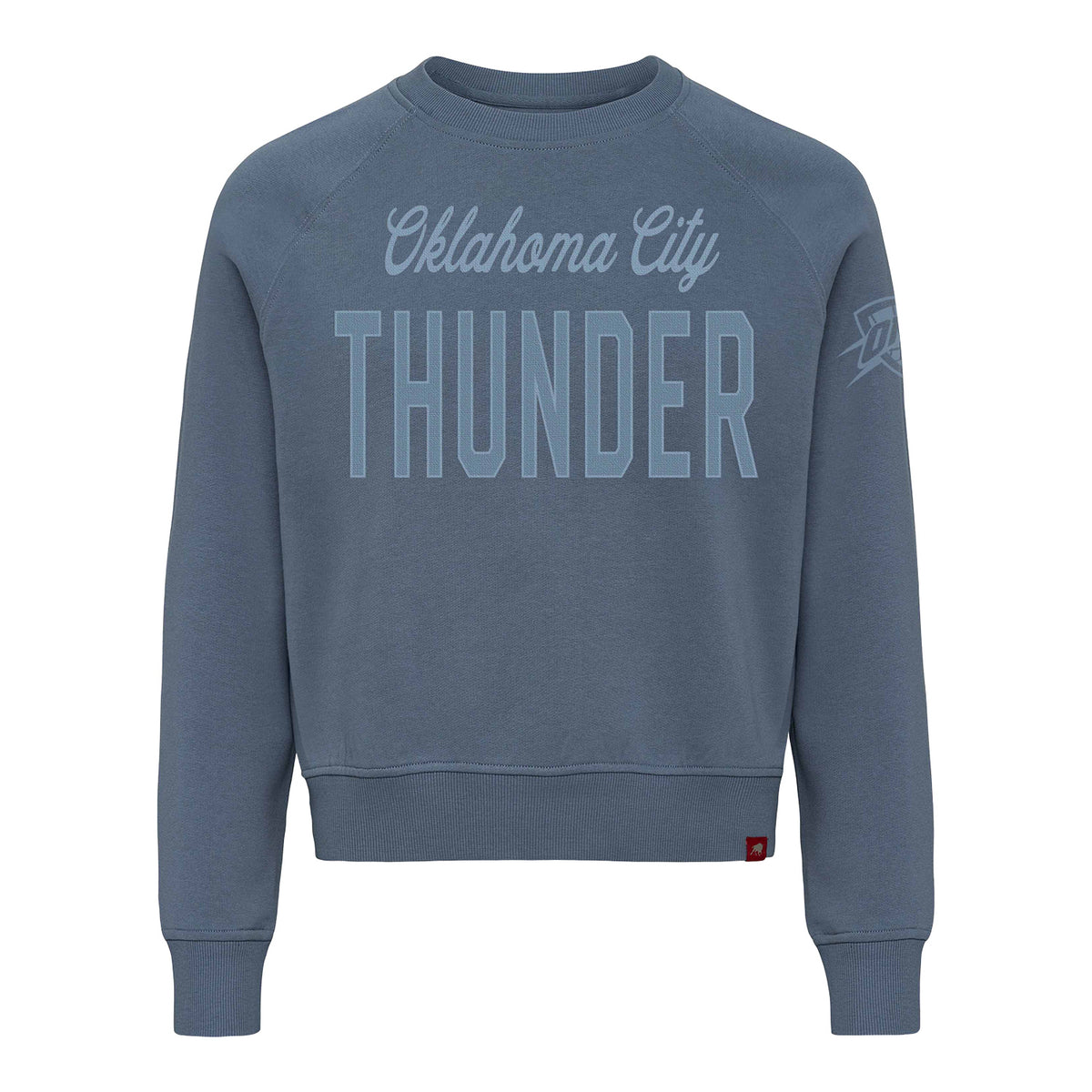Women's OKC Thunder Sportiqe Ashlyn Luka Crewneck in Blue - Front View