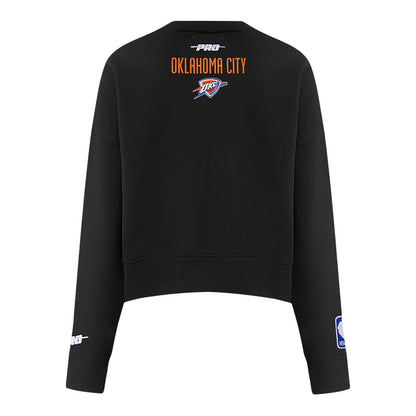Women's OKC Thunder Pro Standard Showtime Sequin Crewneck in Black - Back View