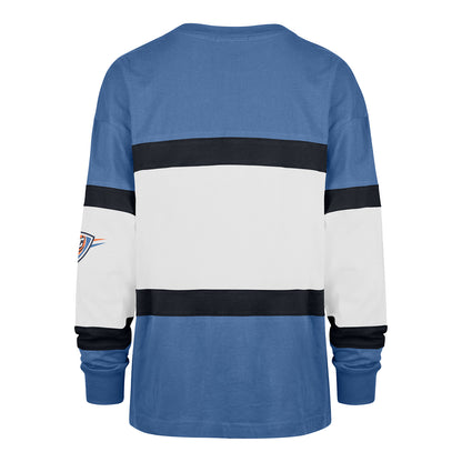 Ladies Oklahoma City Thunder Breezeway Archive Crew Neck Sweatshirt in Blue - Back View