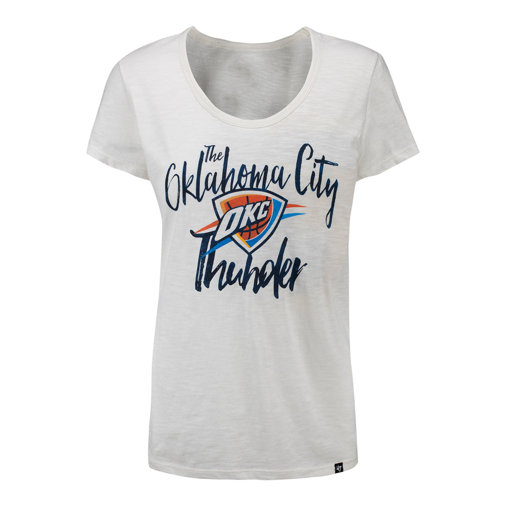 LADIES OKLAHOMA CITY THUNDER '47 BRAND CENTER STAGE CROPPED T-SHIRT