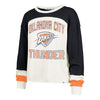 Ladies Oklahoma City Thunder 47 Brand Curve Toni Long Sleeve Sandstone T-Shirt In White - Front View