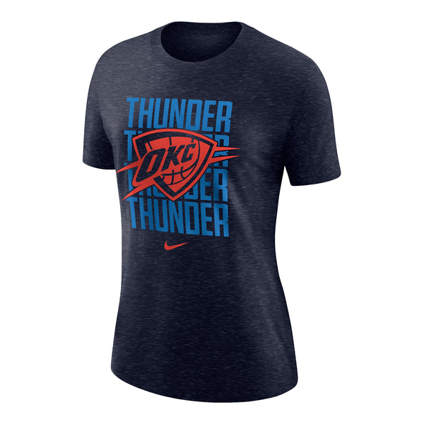 Ladies Oklahoma City Thunder Nike Repeating Thunder T-Shirt In Navy - Front View